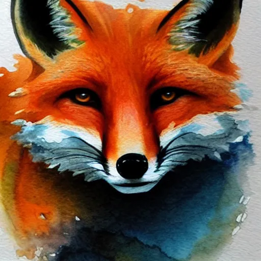 Prompt: water color art on paper, fox portrait, highly detailed, award - winning artstation, masterpiece