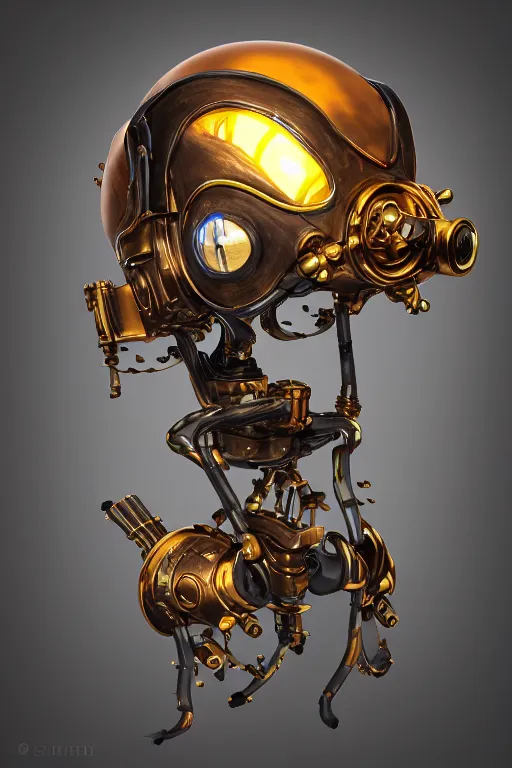 Image similar to steampunk mask minimalist fantasy art robot ninja helmet, global illumination ray tracing hdr fanart arstation by sung choi and eric pfeiffer and gabriel garza and casper konefal radiating a glowing aura