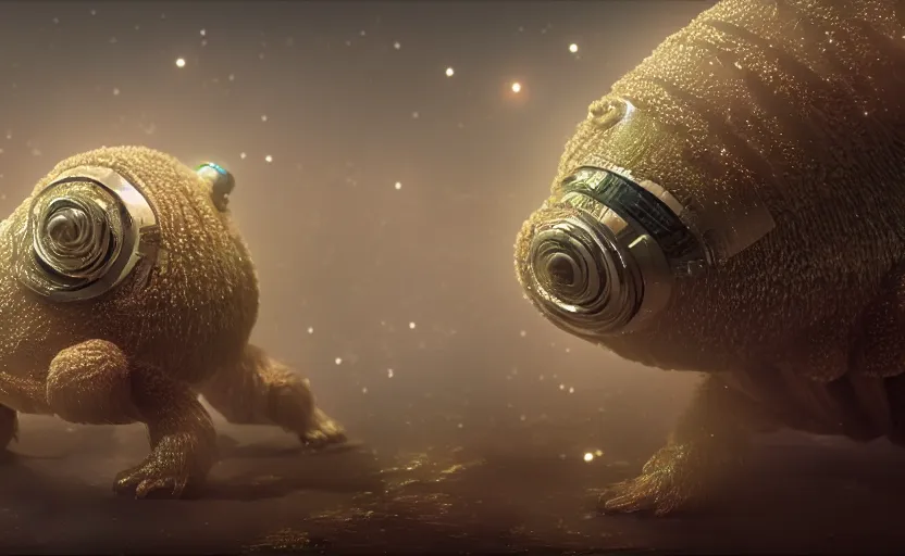 Image similar to microscopic tardigrades world, water bear, concept art, intricate details, highly detailed, photorealistic, disney pixar, octane render, iridescent, anime, 8 k