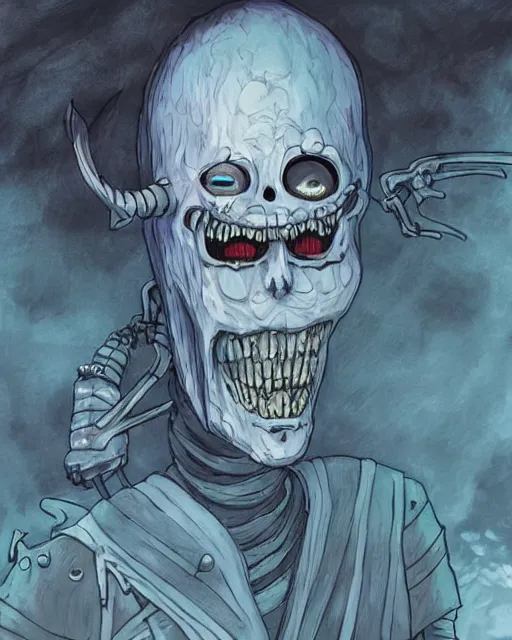 Image similar to an undead knight / eldritch necromancer in the style of studio ghibli in the style of junji ito trending on artstation deviantart pinterest furaffinity detailed realistic hd 8 k high resolution