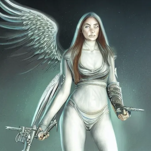 Image similar to female angel warrior. digital art, detailed by magali villeneuve