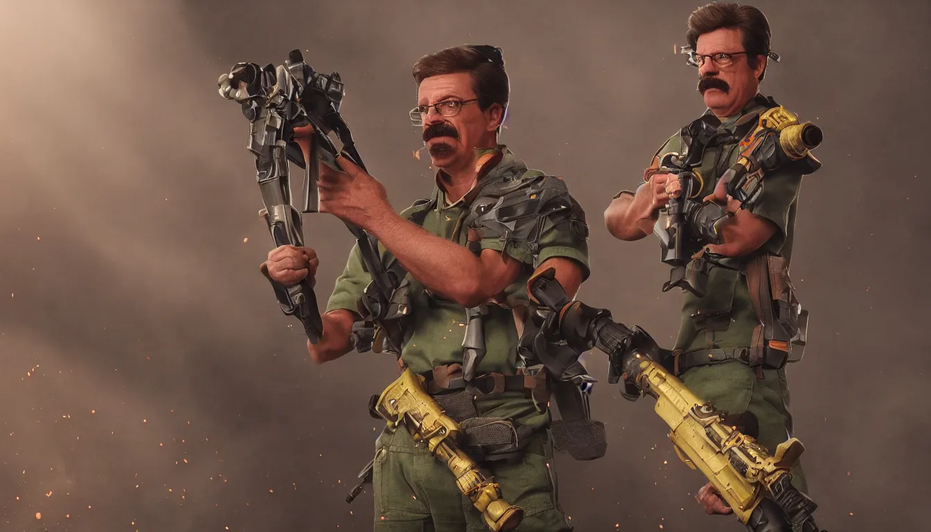 Prompt: Ned flanders wielding a minigun, highly detailed, stunning photo, cinematic lighting, perfect, 8K, ultra-detailed , Trending on artstation, Octane render, Unreal Engine,