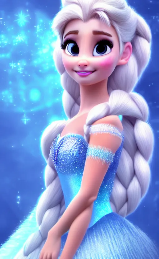 Image similar to ariana grande as elsa from frozen dreamlike with jewelry, character art, hyper detailed, 8 k realistic cryengine, dof, trending on artstation, digital art