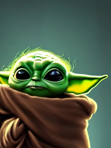 Image similar to baby yoda smocking a joint, weed, digital painting, artstation, highly detailed