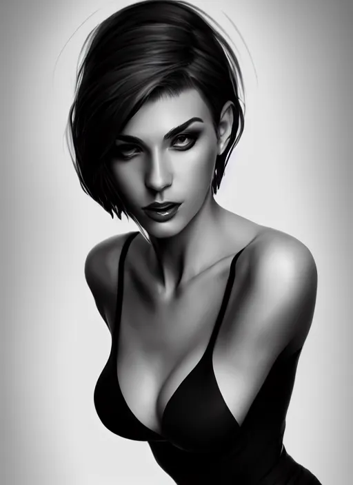 Image similar to full body portrait of a beautiful woman in black and white, photorealistic, art by diego fazio and diegoKoi and artgerm, concept art, hyper sharp focus, 8k highly detailed