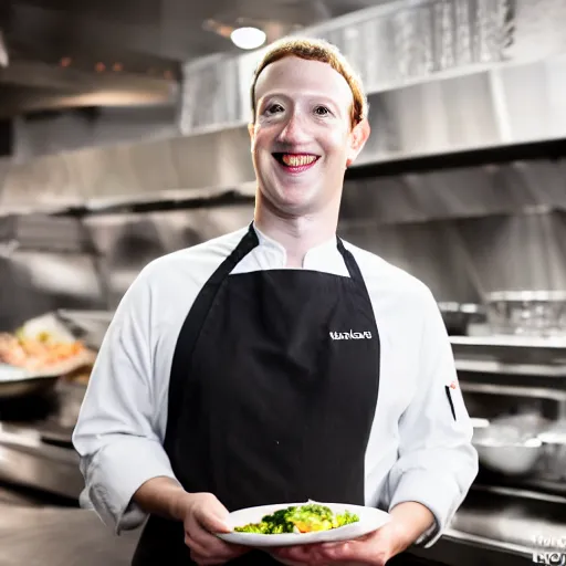 Image similar to Mark Zuckerberg as a restaurant chef EOS-1D, f/1.4, ISO 200, 1/160s, 8K, RAW, unedited, symmetrical balance, in-frame, Photoshop, Nvidia, Topaz AI