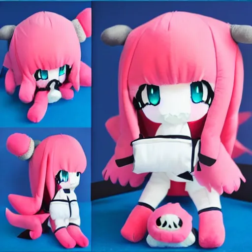 Prompt: very cute fumo plush of a cyclops monstergirl, anime girl