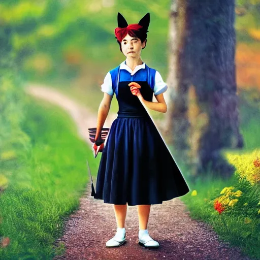 Prompt: kiki's delivery service real life photograph, 4k, high detail