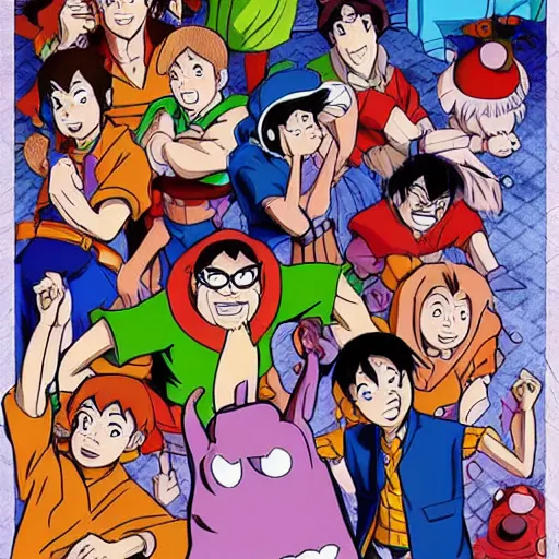 Image similar to scooby doo in the style of anime, highly detailed, manga, akira toriyama