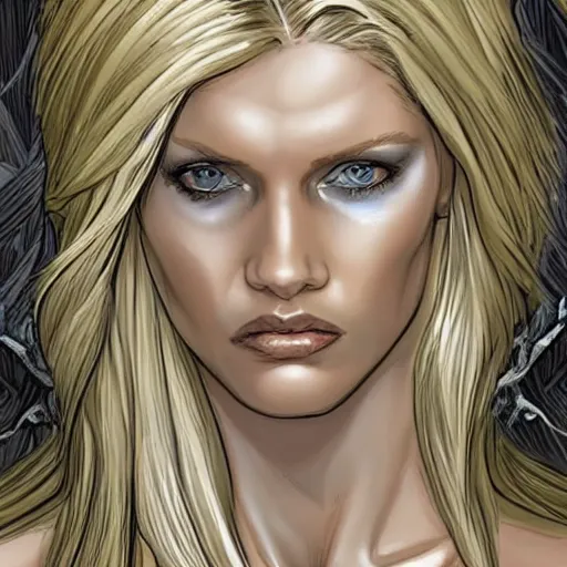 Prompt: abbey lee kershaw as emma frost, symmetrical facial features, 8 k intricate detail, golden ratio, in the style of ardian syaf, radiosity rendering,