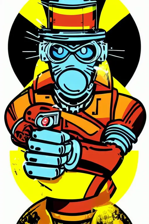 Image similar to fallout 7 6 retro futurist illustration art by butcher billy, sticker, colorful, illustration, highly detailed, simple, smooth and clean vector curves, no jagged lines, vector art, smooth andy warhol style