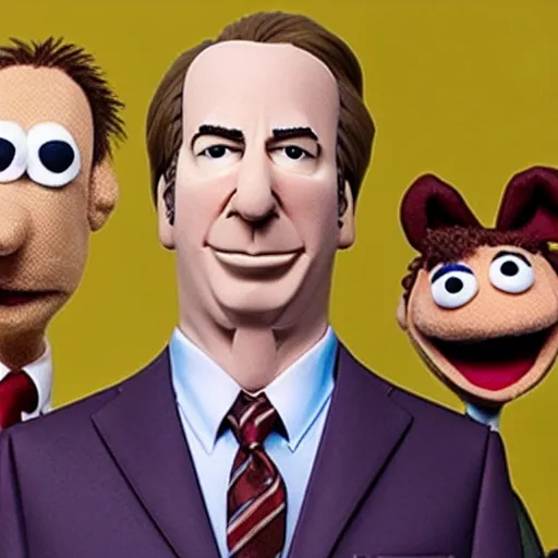 Prompt: Bob Odenkirk as Saul Goodman as a muppet