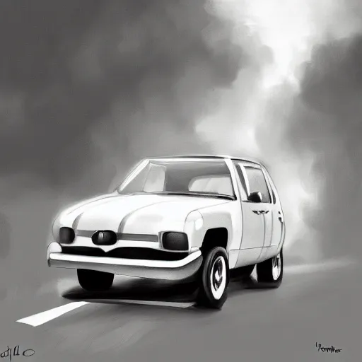 Prompt: an invisible car, digital art