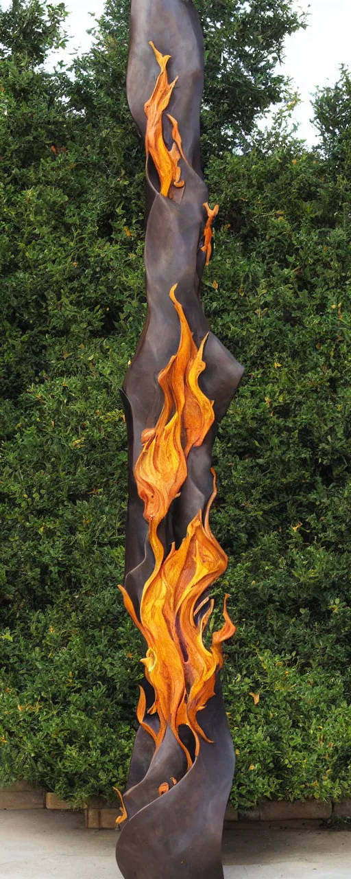 Image similar to six foot tall abstract bronze sculpture of a flame