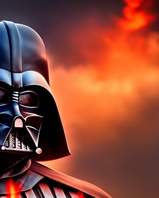 Prompt: matte portrait of darth vader, burning city background, high production value, intricate details, high resolution, hdr, high definition, masterpiece, realistic, ultrarealistic, highly detailed, hd, sharp focus, non blurry, sharp, smooth