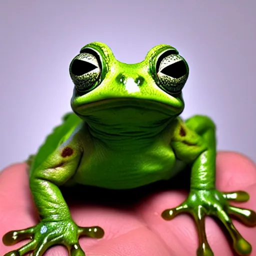 Image similar to cute pepe anthro green frog, hyper realistic, photorealistic, award winning 8 k