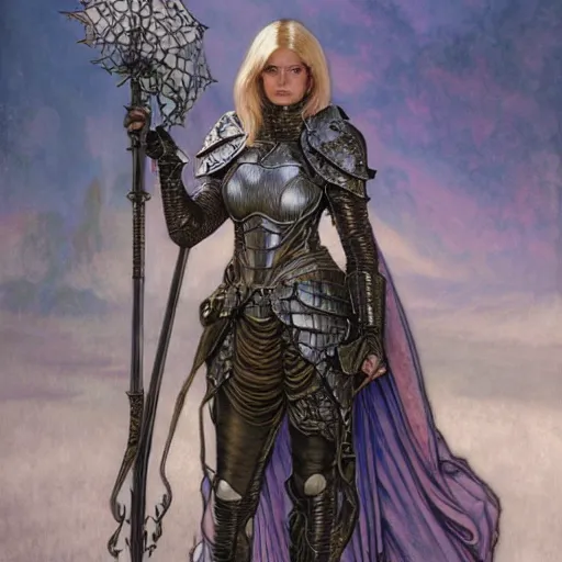 Image similar to quarter length portrait of a armored female paladin, d & d, fantasy, luis royo, magali villeneuve, donato giancola, wlop, krenz cushart, hans zatka, klimt, alphonse mucha