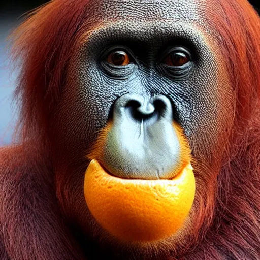 Prompt: Orange with Orangutan face