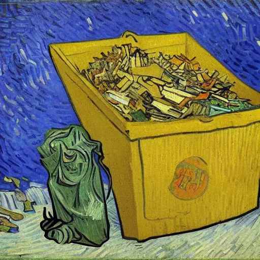 Image similar to pile of garbage, art by van gogh