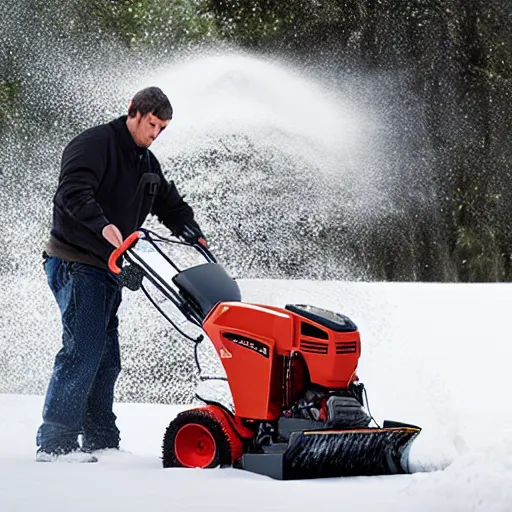 Image similar to Snowblower manual shows man putting his hand in the snowblower and losing it