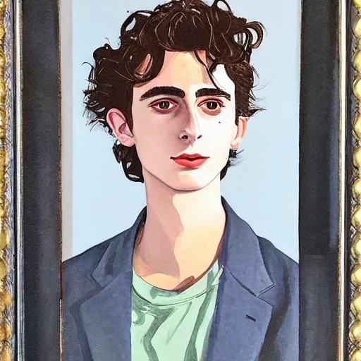 Image similar to a portrait of timothee chalamet by elizabeth payton from the museum of modern art