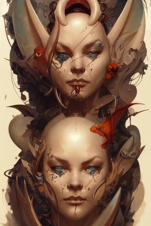 Image similar to facial tattoo design by peter mohrbacher and craig mullins and hiroshi yoshida and james jean and frank frazetta and michael whelan and andreas rocha