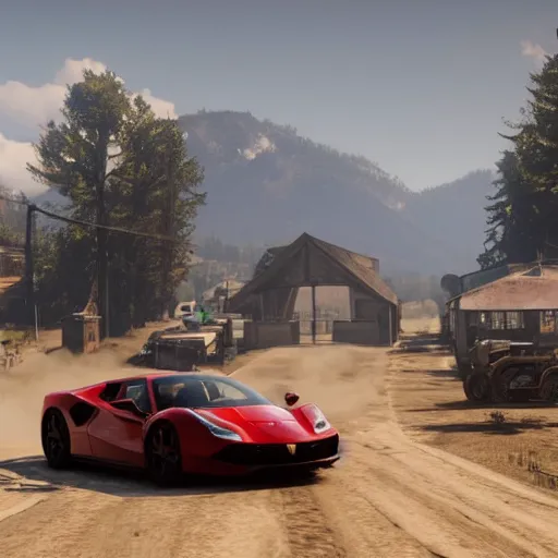 Prompt: ferrari in red dead redemption 2