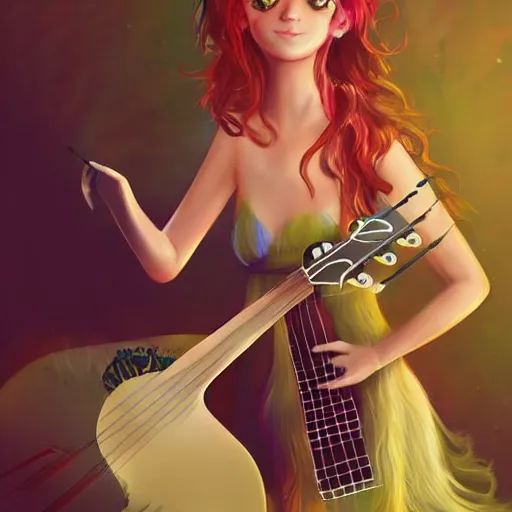 Prompt: an illustration of a fairy playing a ukulele, trending on artstation, digital art,