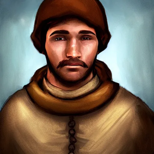 Prompt: video game medieval town villager portrait. Male, 20 years old.