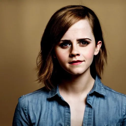 Prompt: a woman who is a genetic combination of alison pill and emma watson face and upper - body focus