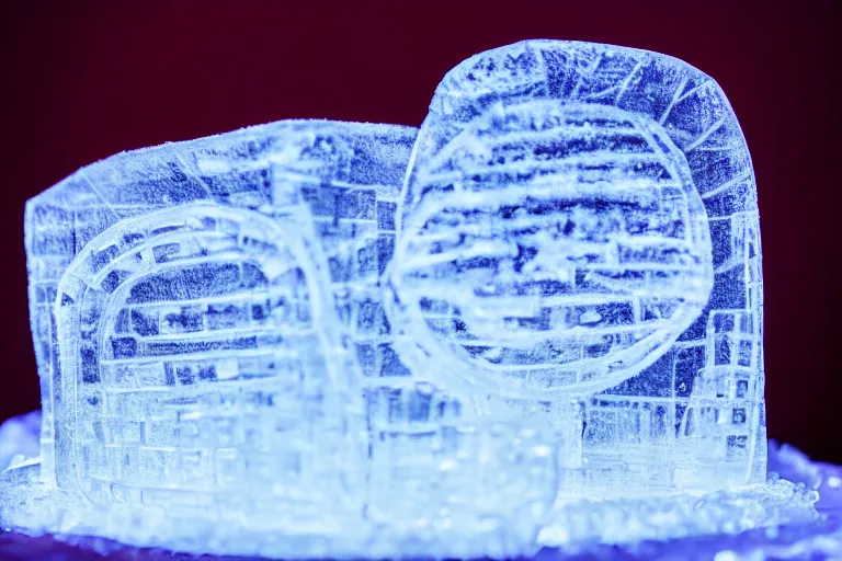 Image similar to a clear ice sculpture of a burger made entirely of ice, 4 k