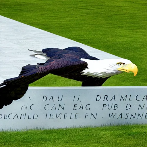 Image similar to “eagle flying over Normandy American Cemetery and Memorial, cinematic, 4k, digital art, award winning”