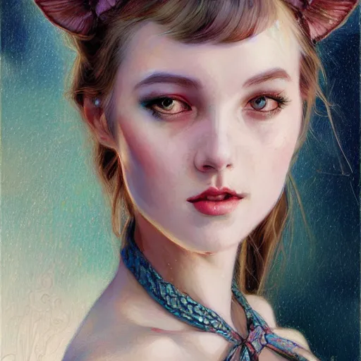 Image similar to a painting of a girl with cat ears in the style of donato giancola, and in the style of charlie bowater, and in the style of charles dulac. smooth, sharp focus, semi - realism.