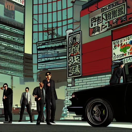 Image similar to grand theft auto v artwork of tokyo yakuza