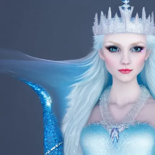 Prompt: photo of a real-life! very beautiful ice queen, highly detailed, 4k,