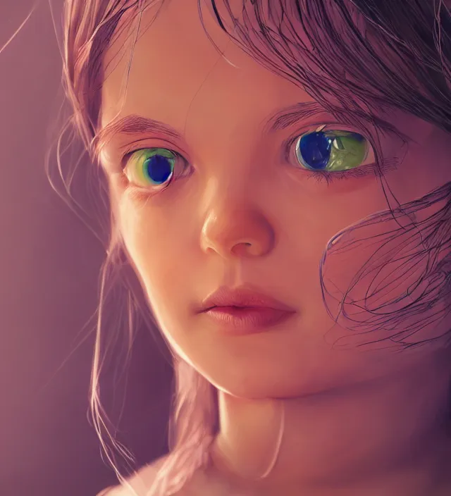 Image similar to hd portrait of a cute young girl complicated synaptic particles wires in frank miller jim lee style detailed cinematic depth of field trending award winning on flickr artstation