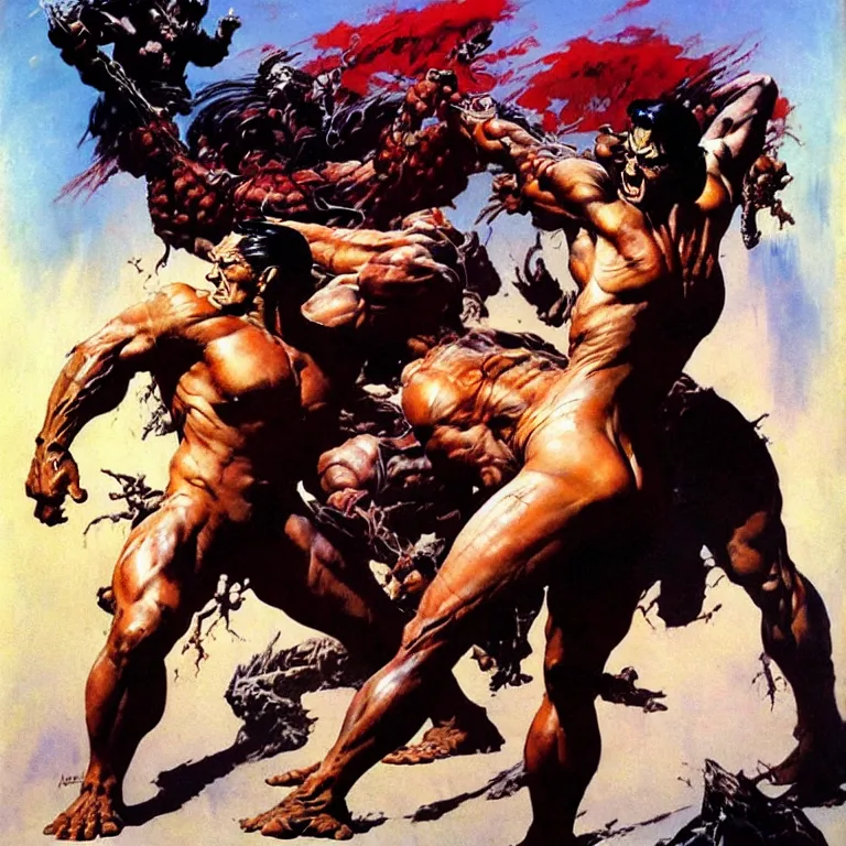 Prompt: artwork by frank frazetta