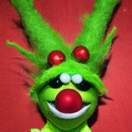 Image similar to Photograph of a horrifying, voodoo doll of the Grinch-W 910