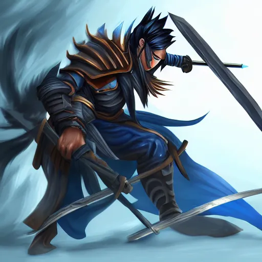 Image similar to yasuo nightbringer skin digital painting