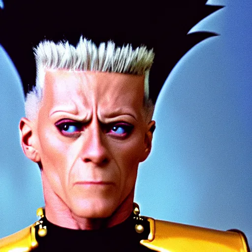 Prompt: a photograph of jean pierre polnareff from a live action version of jojo's bizarre adventure, filmic, cinematographic