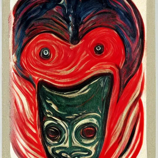 Image similar to monster mask by edvard munch