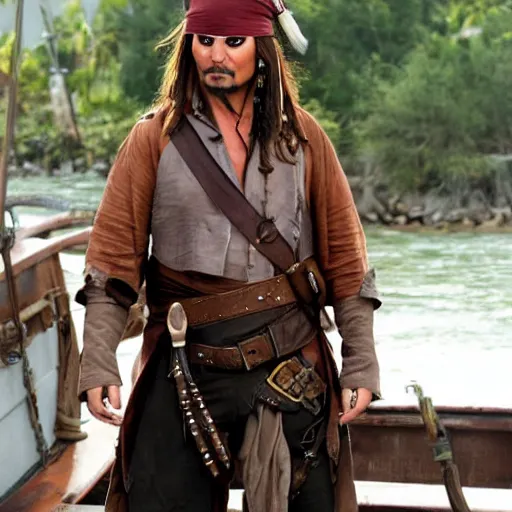 Prompt: Nathan Fillion as a Captain Jack Sparrow