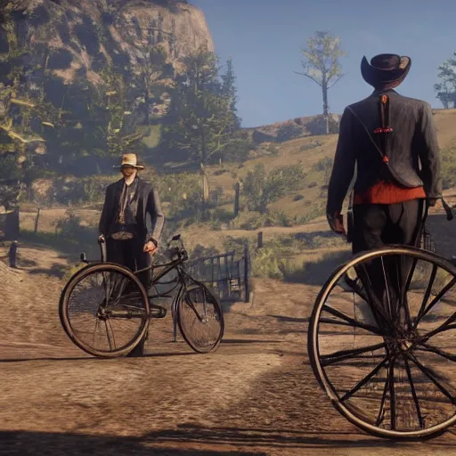 Prompt: Fancy posh bicycle in Red Dead Redemption 2