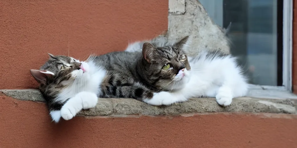 Prompt: cat on a windowsill. smooth