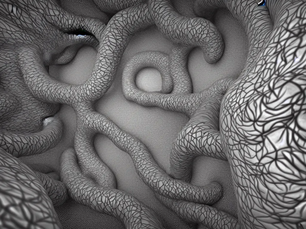 Image similar to platonic forms, neo surrealism, art by ernst haeckel and daniel martin diaz and mc escher, 8 k, unreal engine render, octane render