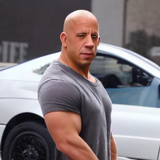 Prompt: Vin Diesel with a mullet wig