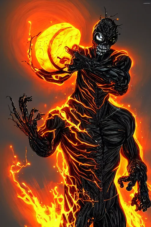 Image similar to ghost rider symbiote, comic strip style, dynamic lighting, fantasy concept art, trending on art station, stunning visuals, creative, cinematic, portrait, ultra detailed