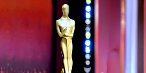 Image similar to an actress giving academy awards acceptance speech in the spotlight on the stage