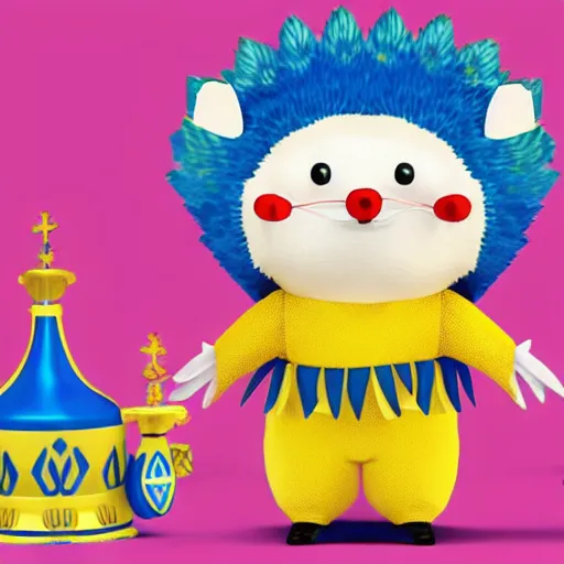 Image similar to anthropomorphic hedgehog wearing ukrainian national costume called vyshyvanka