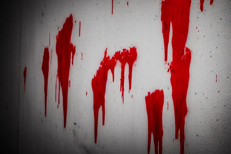 Prompt: wall dripping with blood, dramatic lighting, creepy mood